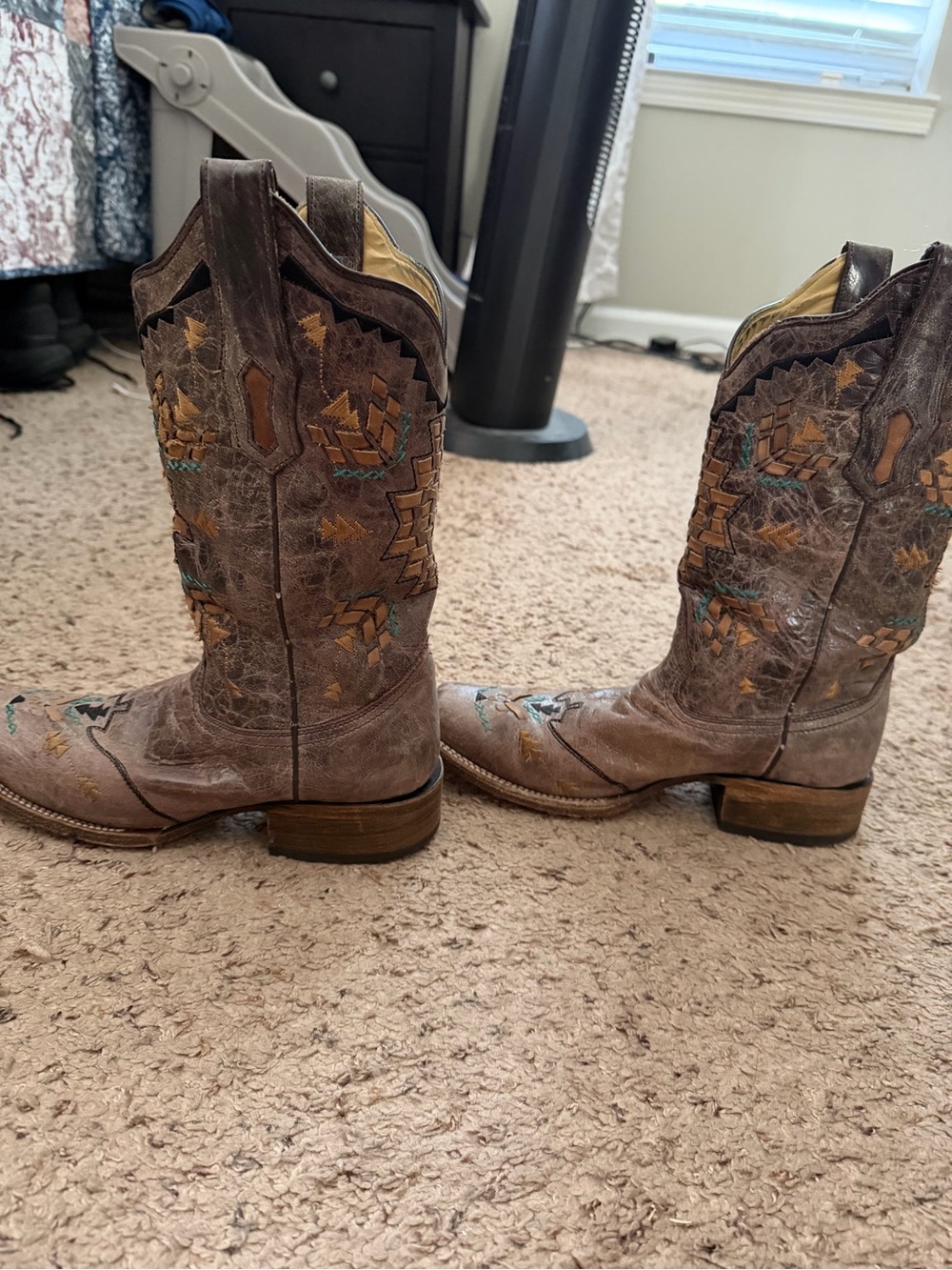 Women’s Corral Cango Tobacco Laser Embroidered Sq Toe Western Boots 8-1/2 Medium